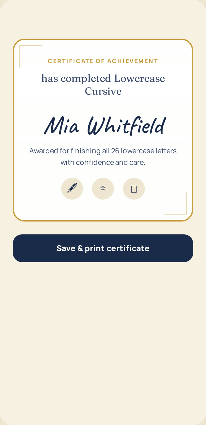 A certificate ready for the fridge