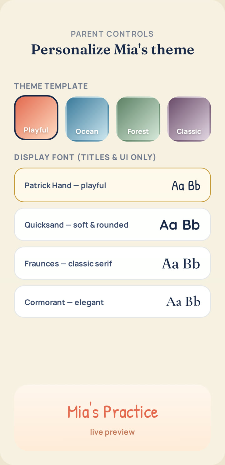 Parent controls for each child's screen
