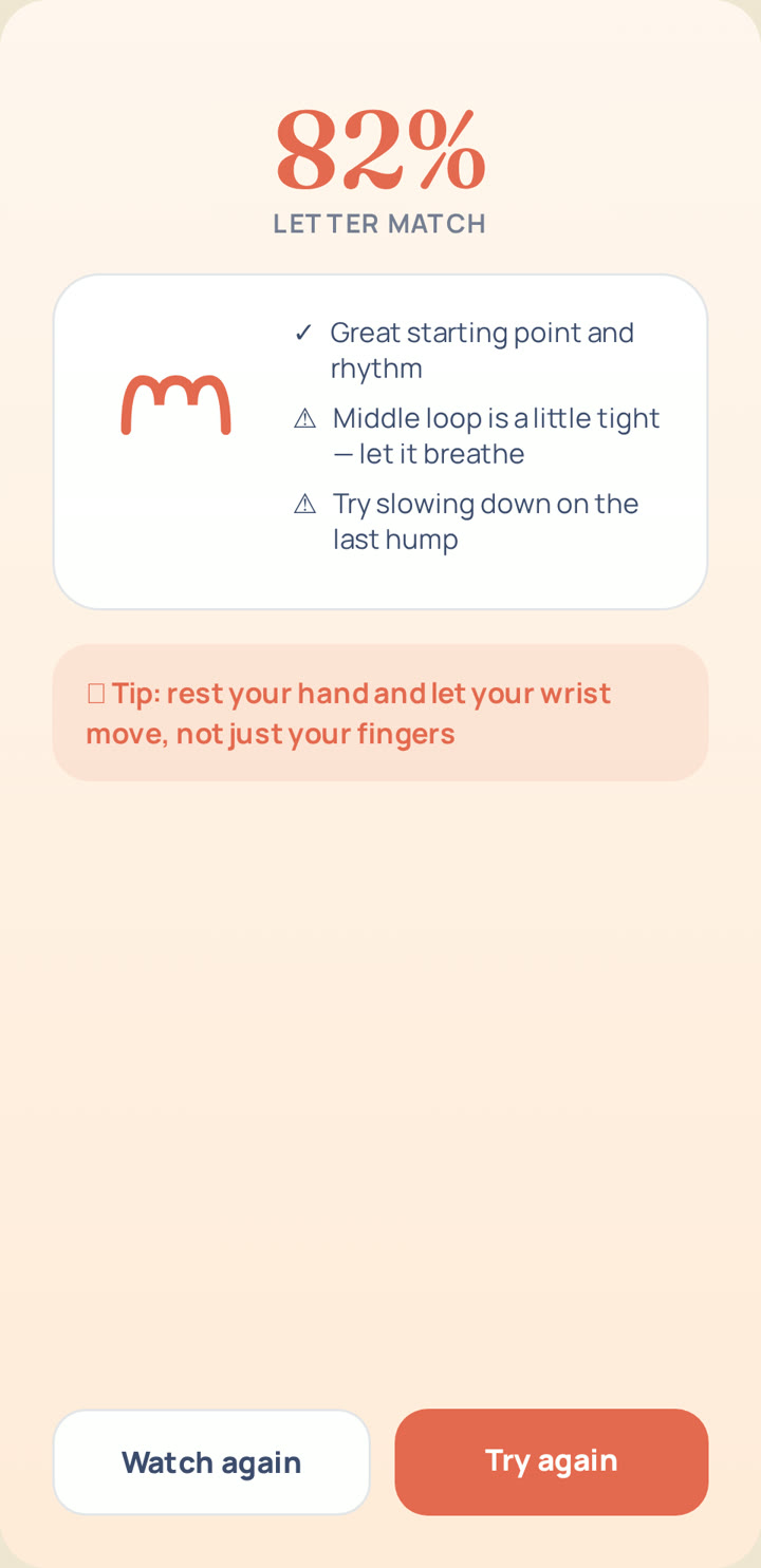 A kind, specific note after every try